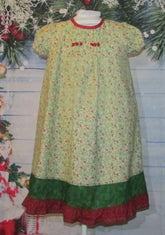 Girls Holly Berry Christmas Dress with Rose Accents